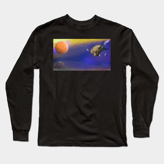 Airship in Flight II Long Sleeve T-Shirt by kenmo